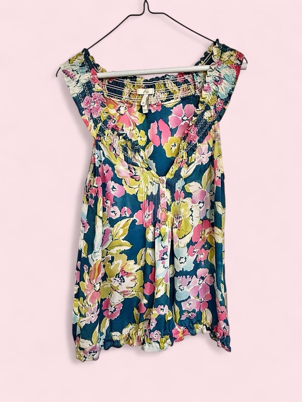 Joie Multicolor Floral Smocked Waist Blouse